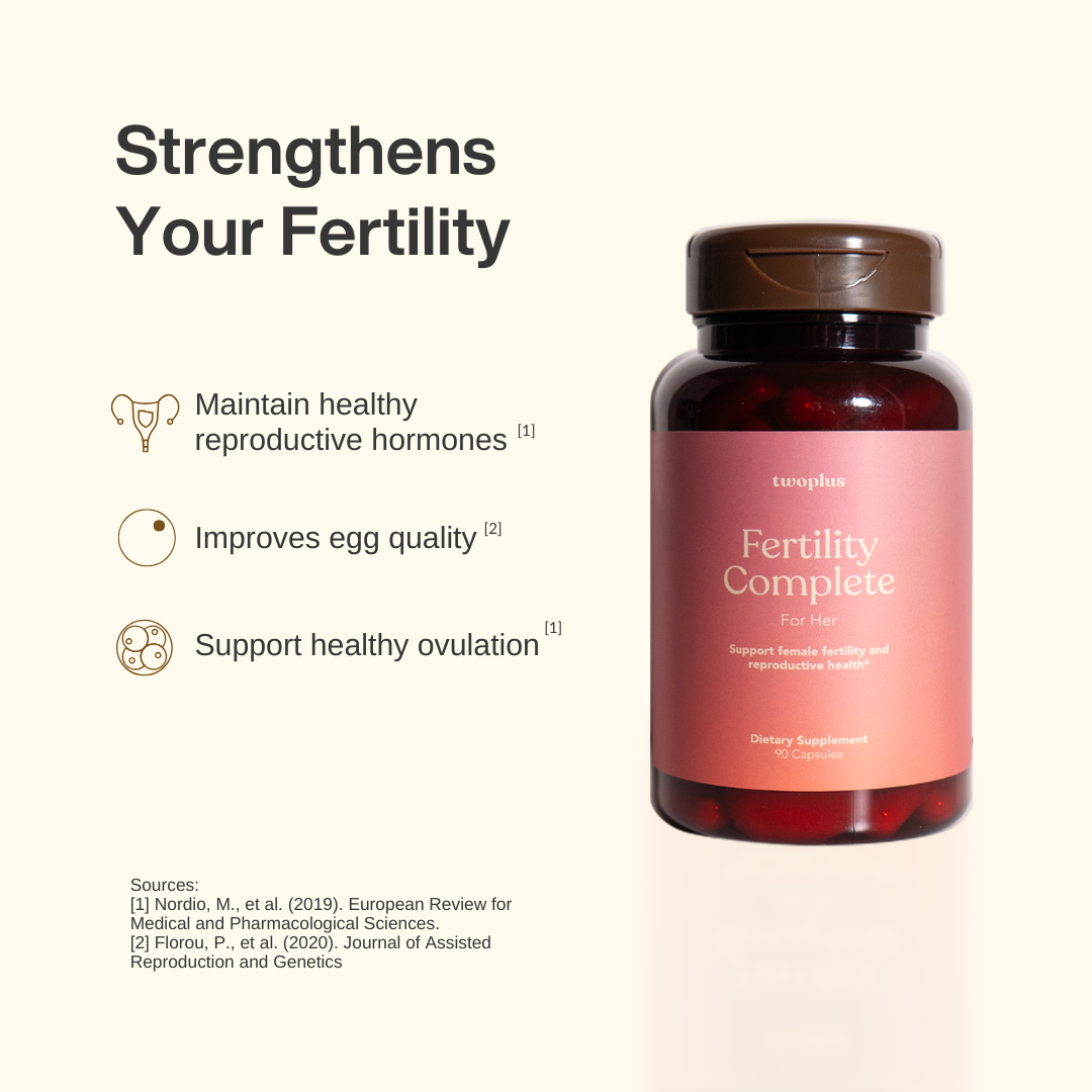 'Fertility Complete for Her' strengthens your fertility by maintaining healthy reproductive hormones, improving egg quality, and supports healthy ovulation.