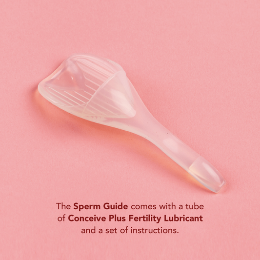 twoplus Sperm Guide at-home conception kit on pink background